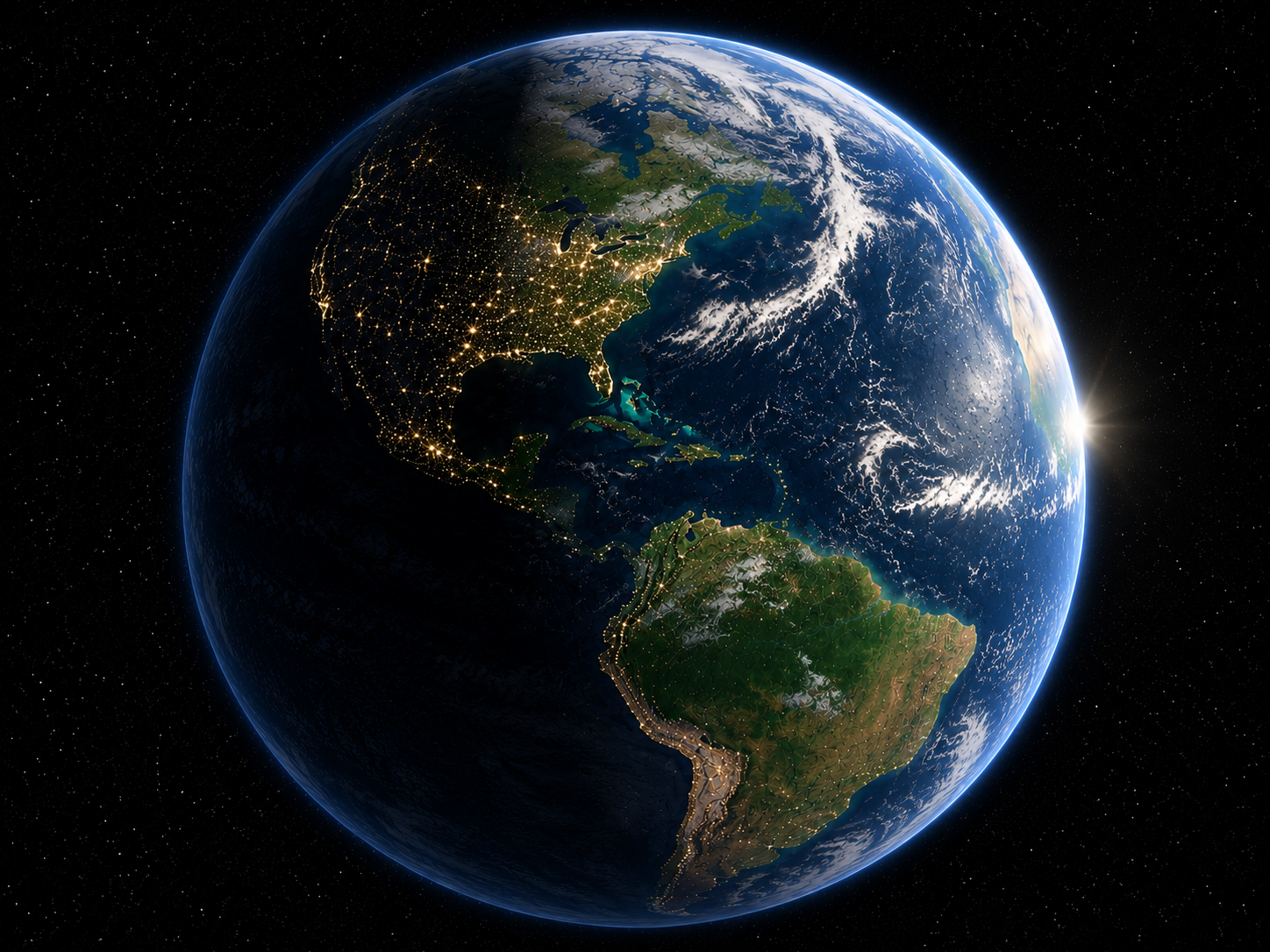 Earth half-lit from space